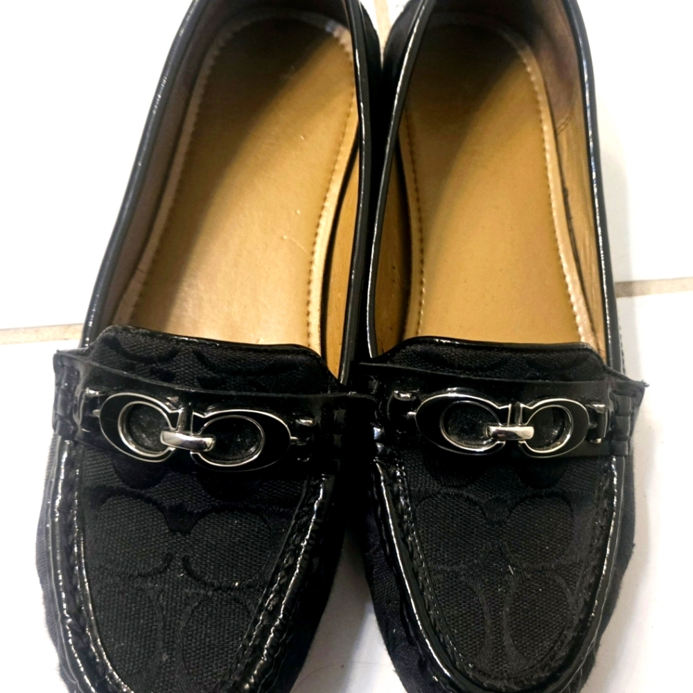 Authentic Coach Logo Flat Loafers